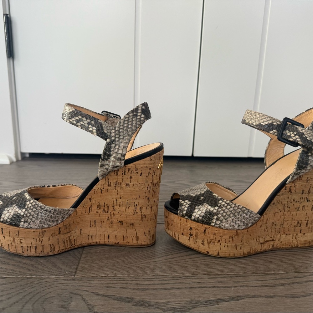 Giuseppe Zanotti Black and Gray Snakeskin Wedges - Picture 3 of 8